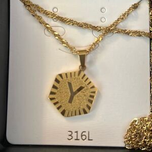 Gold Monogram Y Necklace